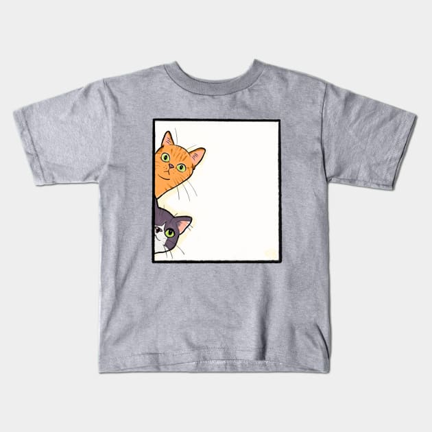 Nosey Cats Kids T-Shirt by Sketchy